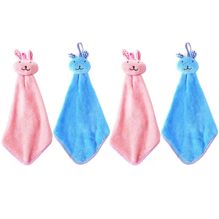 Toallas de mano colgantes para cocina Toalla de mano de terciopelo coral Toallas de mano lindas para niños, toallas de mano lavables, ecológicas para uso múltiple, paquete de 4 - 1