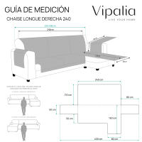 Vipalia - Funda Cubre sofa chaise longue. Funda de sofa Chaise longue acolchado brazo corto o largo. Protector antimanchas ajustable. Modelo Círculos - details 5
