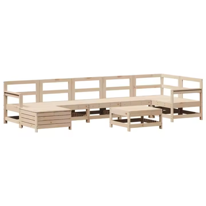 vidaXL Juego de sofás de jardín 8 pzas madera maciza de pino - 1