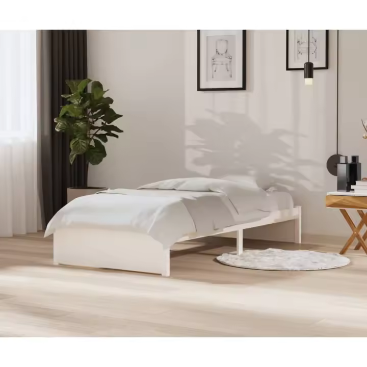 Estructura de cama sin colchón madera maciza blanco 90x200 cm - 1