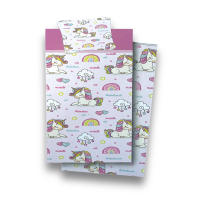 UNICORNIO - Juego De Sábanas Coralina Invierno Vivid Torral Unicornio Nubes Rosa Arcoiris (90 - 105 cm) - details 3