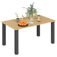 Outsunny Mesa de Jardín Rectangular Mesa de Terraza Exterior 150x90x73 cm con Patas de Acero Orificio para Sombrilla y Diseño de Listones Carga 70 kg para Terraza Patio Marrón - details 0