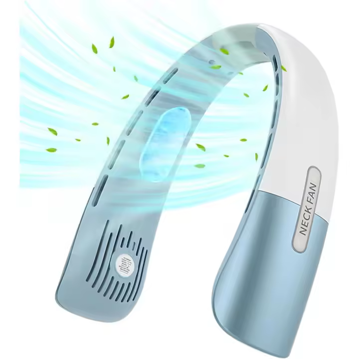 Ventilador de Cuello portátil, ventilador Manos libre de 4000 mAh con 5 velocidades ajustables, ventilador personal recargable por USB con pantalla digital, Diseño de auriculares - 1