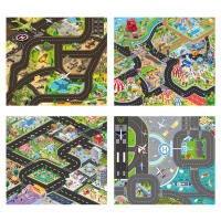 Tapete De Juego Para Bebés Matriz De Ciudades Con Mapa De Carreteras Y Marcadores De Estacionamiento Tapete De Juego Interactivo Para Niños - details 0