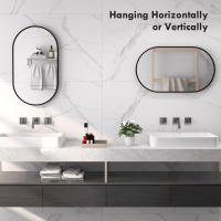 HOMCOM Espejo de Baño Espejo de Pared Espejo Decorativo con Marco de Aluminio y Gancho Fácil Instalación para Salón Entrada Pasillo Negro - details 5