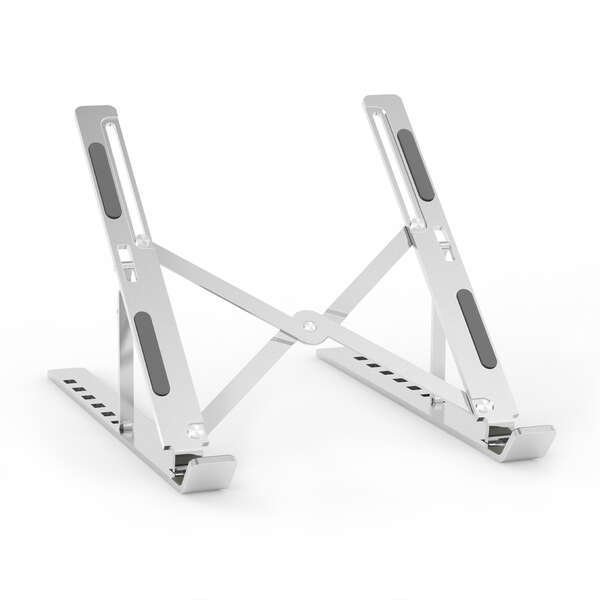 Aisens adjustable desktop stand for laptop/tablet - silver, ergonomic and foldable, compatible with 10-15 inch devices, offers 7 height options to improve posture and reduce back pain.