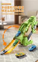 Juguete De Camión Tyrannosaurus Con Dinosaurio Alimentador Y Almacenamiento Deformable Con Coche De Carreras De Aleación Juguete De Transporte Plegable Para Niños - details 1