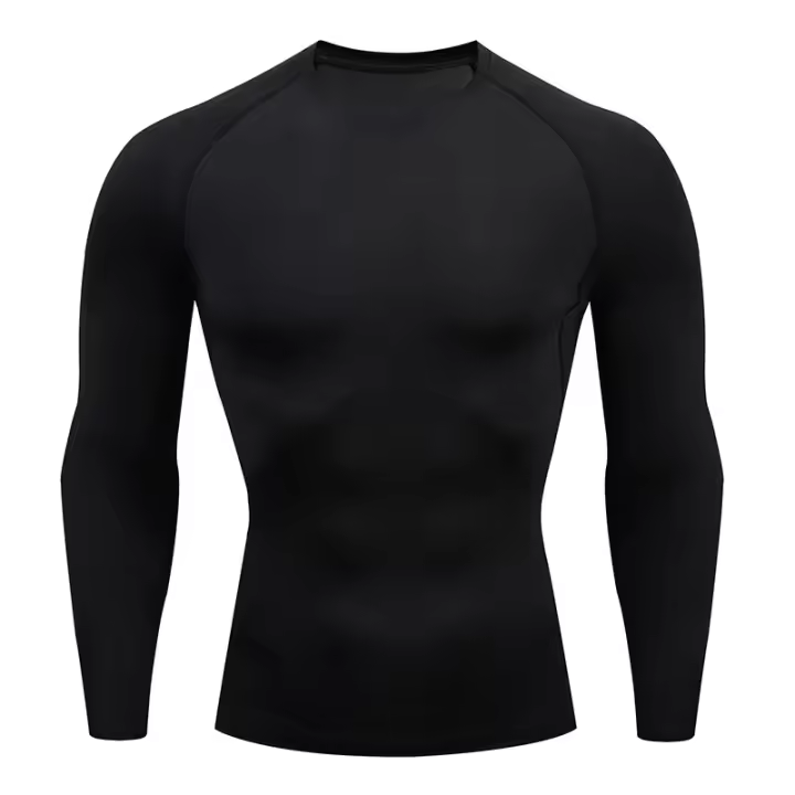 Camiseta De Manga Larga Para Hombre Fitness Running Gym Primavera Otoño Deporte Exterior Tops Poliéster Secado Rápido Cuello Redondo - 1