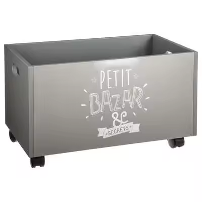 Factory Cuadros - Baul Infantil con Ruedas Gris - MDF Dimensiones 48x30x28cm - 1