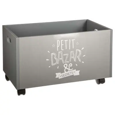 Factory Cuadros - Baul Infantil con Ruedas Gris - MDF Dimensiones 48x30x28cm - 1