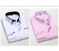 Camisa De Algodón Para Hombre Larga Manga Ajustada Formal Marca Suave Para Oficina Ropa De Negocio Estilo Casual - details 5