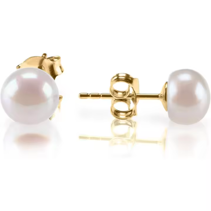 Plata de Lei, 14K Chapado en oro, AAA + CALIDAD Handpicked Agua Dulce Cultural Stud Pearl Pendientes - 1