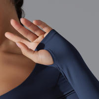Yoga manga larga ajustado Sexy transpirable secado rápido deporte sujetador gimnasio Push Up a prueba de golpes alta intensidad Pilates ropa mujeres - details 13