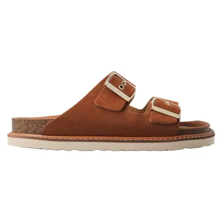 Sandalias Marrones Genuins Hawaii Velour Mandorla de Piel con Planta Anatómica - 1
