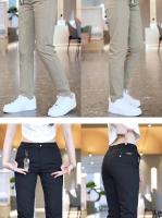 Pantalones Casuales Para Hombre De Seda Con Diseño Simple Medio Peso Verde Olivo Negro Ajustados Rectos Estirables Para Golf Y Uso Diario - details 10