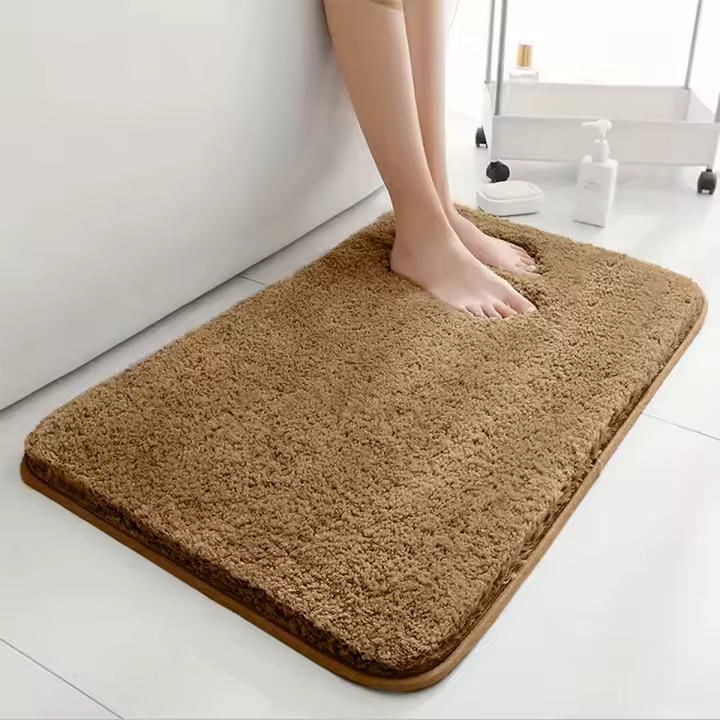 Alfombra De Baño Antideslizante Absorbedora De Agua Gruesa Alfombra De Pelo Largo Lavable En Máquina Duradera Para Toilette - 1