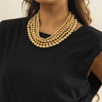 Collar Gypsy Exagerado Para Mujeres Y Hombres Con Cadena Gruesa Y Bolas De Acrílico Collar Vintage Joyería De Moda Para Fiestas - details 1