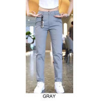 Pantalones Casuales Para Hombre De Seda Con Diseño Simple Medio Peso Verde Olivo Negro Ajustados Rectos Estirables Para Golf Y Uso Diario - details 4