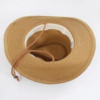 Sombrero de Panamá de paja unisex, Sombrero de Playa, Sombrero de Vaquero Occidental plegable, Sombrero de Cubo de paja de Ala Ancha con Correa ajustable para la Barbilla. - details 3