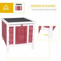 PawHut Conejera de Madera Exterior Jaula Caseta para Roedores Mascotas Pequeñas con Techo Asfáltico Abatible y Rampa Antideslizante 42x51x43 cm - details 4