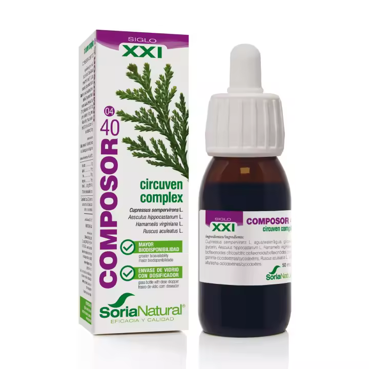 Soria Natural Composor 40 Circuven - Alivio Piernas cansadas, Favorece la Circulación de Retorno - Bote de 50mL - 1