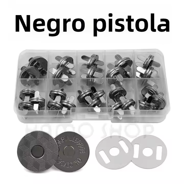 20 Conjuntos De Botones Magnéticos 10mm-18mm Para Bolsos Y Monederos Con Caja Herramienta De Costura Y Manualidades Plata De Latón - 1