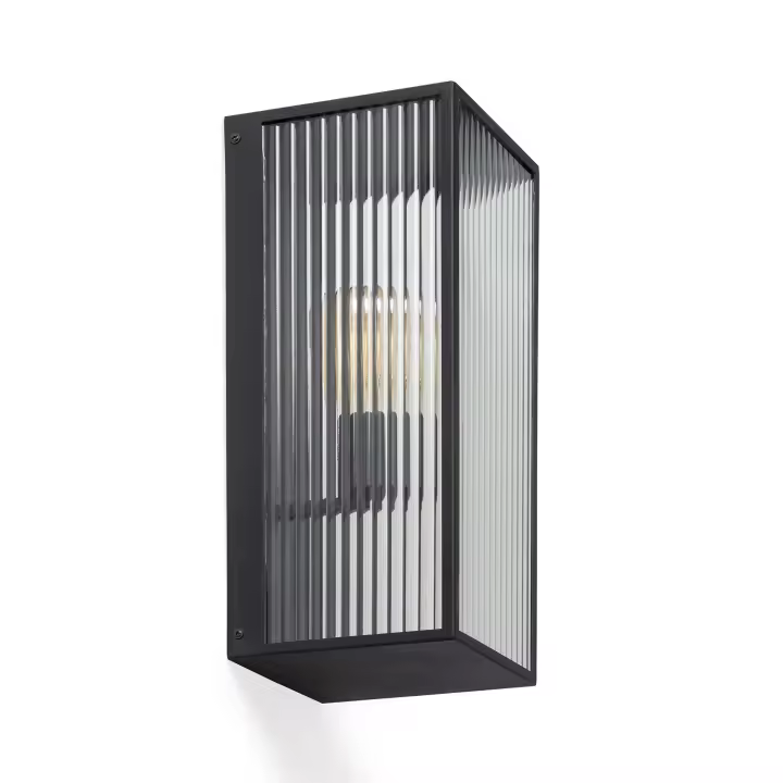 Ledkia Aplique de Pared Exterior Metal y Cristal Big Taiga Negro - 1