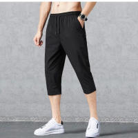 Shorts De Verano Para Hombre 2024 Algodón De Hielo Nylon Transpirable Estirado 3/4 Capri Pantalones Deportivos Talla Grande Casual - details 4