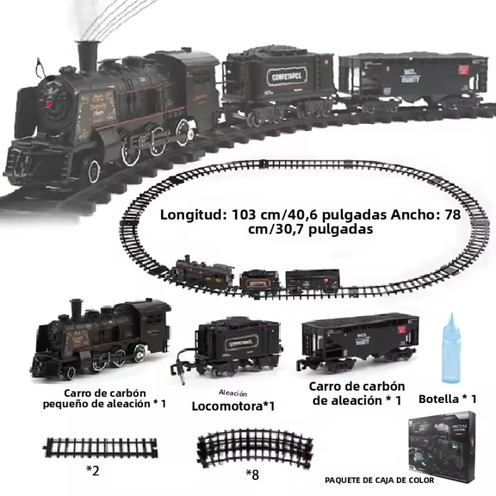 Juguete De Tren De Acero Con Humo Y Luz Tren De Vapor De Metal Para Adultos Juguete Educativo Para Coleccionistas - 1