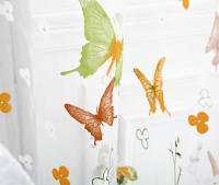Cortinas De Ventana De Tela Gauze Natural Con Mariposas Y Ramas Para Dormitorio Y Sala De Estar Estilo Rustico Impresión En Ventana - details 1