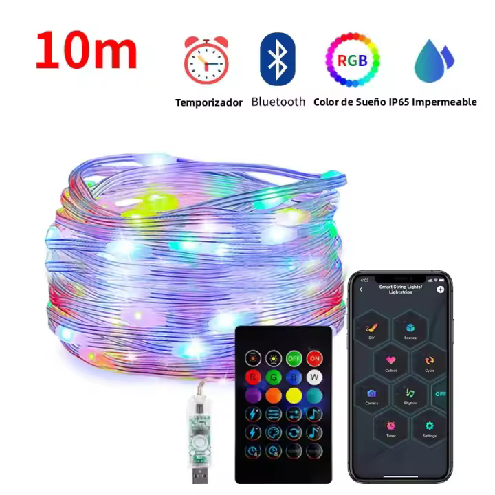 Luces LED Bluetooth WS2812B Dreamcolor RGBIC Addressable Para Fiesta Navidad Boda Decoración Guirnalda USB 5V Impermeable IP65 - 1