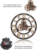 Reloj de pared Silencioso de Madera de estilo, con engranaje de pared Retro Americano Reloj, Reloj de pared Creative para decoración de Sala de estar y Restaurante, 40 cm de diámetro - details 3