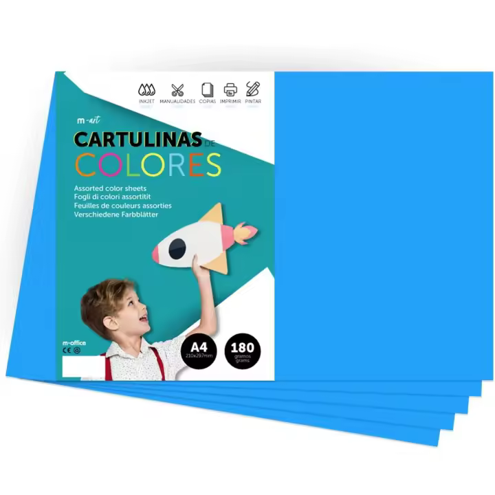 Cartulina de Colores, Cartulina Grande 50x65cm Colores Claros e Intensos, Cartulinas Colores 180gr para Manualidades, Diseños Creativos y Proyectos de Arte · m-office (x50 hojas, verde oscuro) - 1