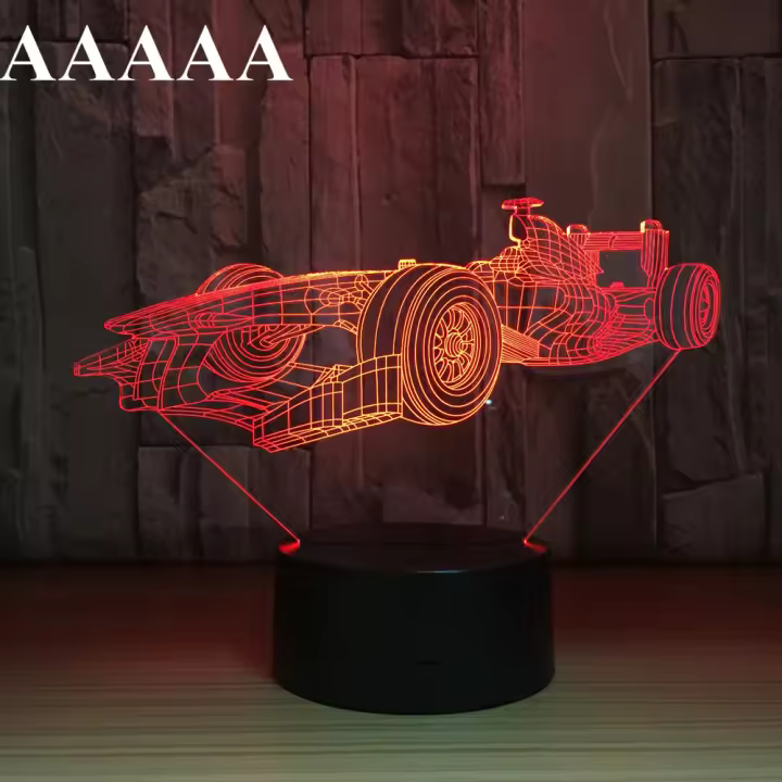 Lámpara De Noche LED Cambiante En 7 Colores Con Modelado De Coche De Carreras F1 Luz De Ambiente Para Dormitorio Y Escritorio Decoración Para Niños Regalos Luminaria Moderna USB - 1