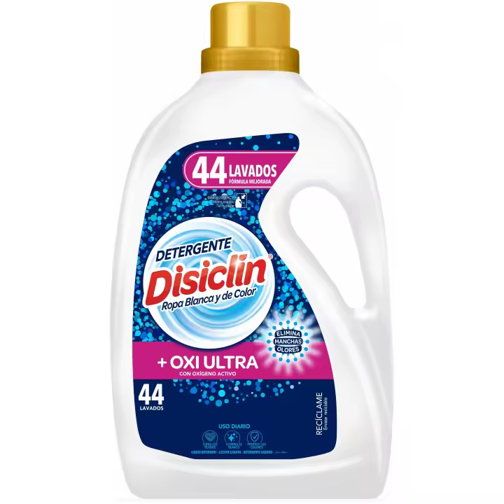 Disiclin -Detergente Liquido Perfumado Oxi ultra Activo 44 Lavados para ropa de blanca y color  2640 ml - 1