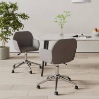 vidaXL Sillas de comedor giratorias 2 unidades tela en color Gris claro/Gris oscuro/Verde oscuro | cómodas modernas ergonómicas para comedor cocina salón hogar - details 1