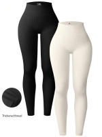 Pantalones Deportivos De Mujer En Color Sólido Cintura Alta Elástica Leggings De Fitness Sin Costuras Ajuste De Cadera - details 1