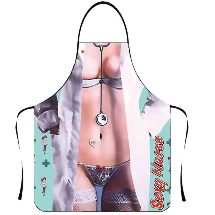 Funny Apron Personality Novelty Clear And Real Image Sleeveless Strap Waterproof Polyester Muscular Man Kitchen Apron Home Supplies - 1