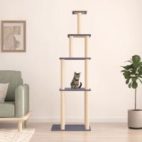 vidaXL Rascador para Gatos con Postes Árbol Torre de Escalada Sisal Color Crema,  Gris claro,  Gris oscuro y mas - details 2