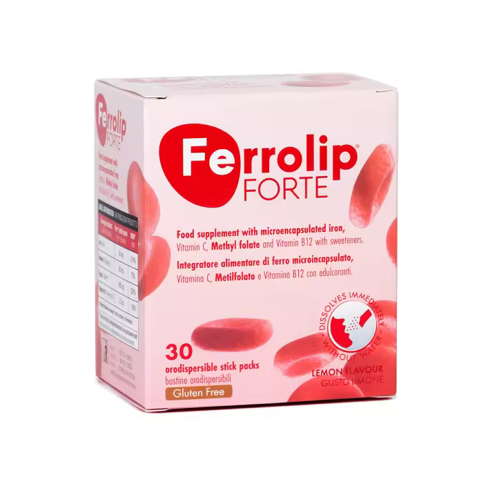 Ferrollip Forte Integrador de Hierro de disolución Bucal Sin Agua (30 sobre monodosis de 1,8g) -Con metilfolato, vitaminas y sin efectos secundarios gastrointestinales o Sabor metálico desagradable. - 1