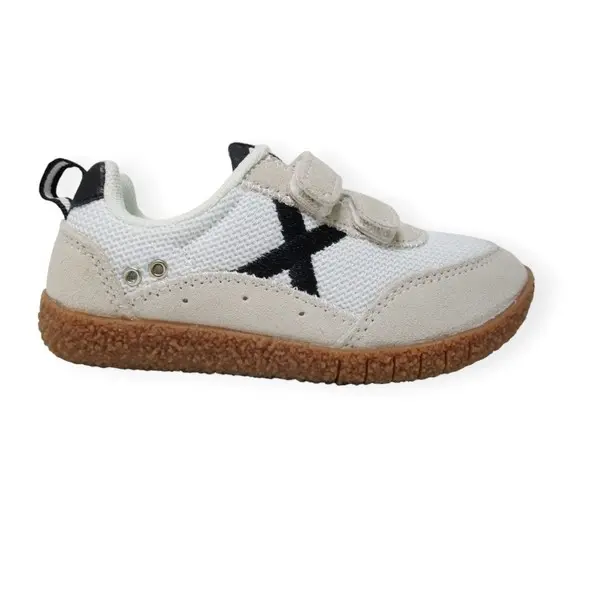 ZAPATILLA BAREFOOT MUNICH BABY KODA 14 BLANCO Y LOGO NEGRO - 1