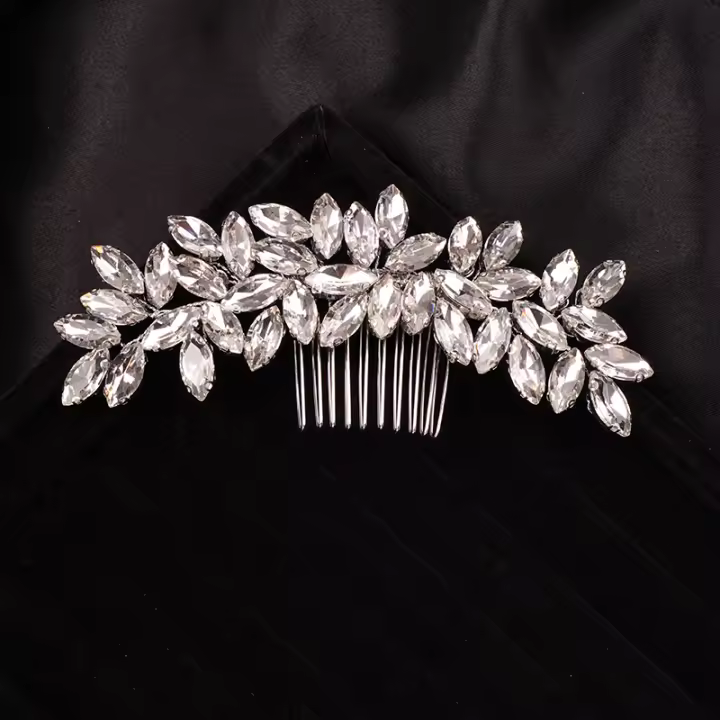 Peine De Novia Con Cristales De Rhinestone En Rosa Oro Y Plata Accesorio De Cabello Para Mujer Joyería De Cabeza Para Boda - 1