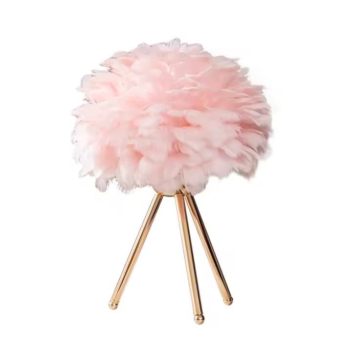 Lámpara De Mesa Para Dormitorio Con Plumas De Ganso Luz Decorativa Para Sala De Estar Y Café Romántica Para Boda Y Navidad Fuente De Iluminación LED Sin Baterías Fuente De Alimentación AC - 1