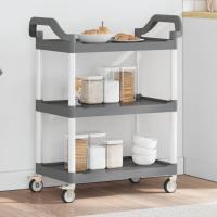 vidaXL Carrito de 3 niveles aluminio 81x41x92 cm en color Negro/Gris - details 1