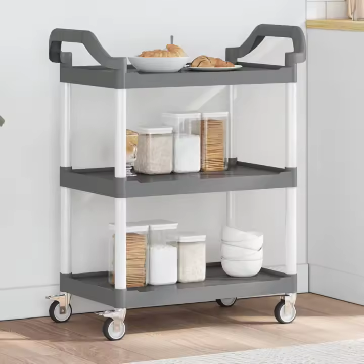 vidaXL Carrito de 3 niveles aluminio 81x41x92 cm en color Negro/Gris - 1