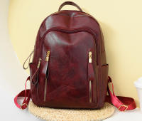 Mochila De Cuero Para Mujer 2024 Lujo Casual Vintage Con Bolsillos Internos Y Externos Cierre De Cremallera Bolsa Escolar Para Niñas - details 22
