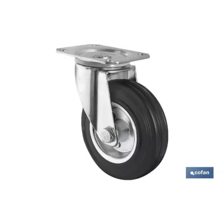Rueda goma/metal placa ø80x27mm - 1