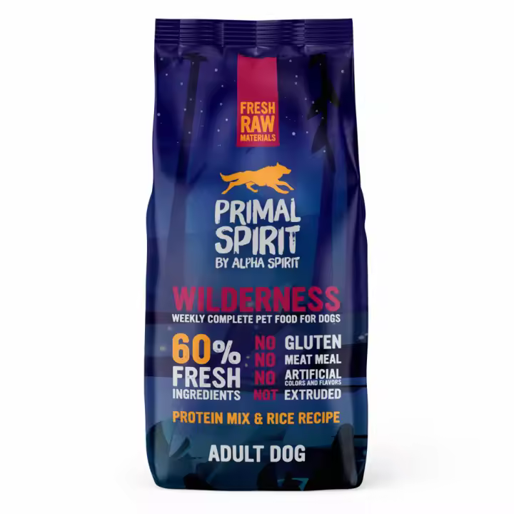 ALPHA SPIRIT Primal Spirit 60 % Wilderness 12KG pienso para perros Pienso natural para perros adultos, completo y preparado con ingredientes frescos y abundante proteína y arroz. Aporta vitaminas y minerales y no contiene gluten. Cuidadoso proceso de elab - 1