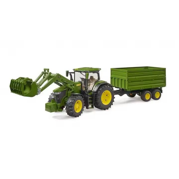Bruder Tractor John Deere 7R 350 con Pala y Remolque - Detalles Realistas - 1