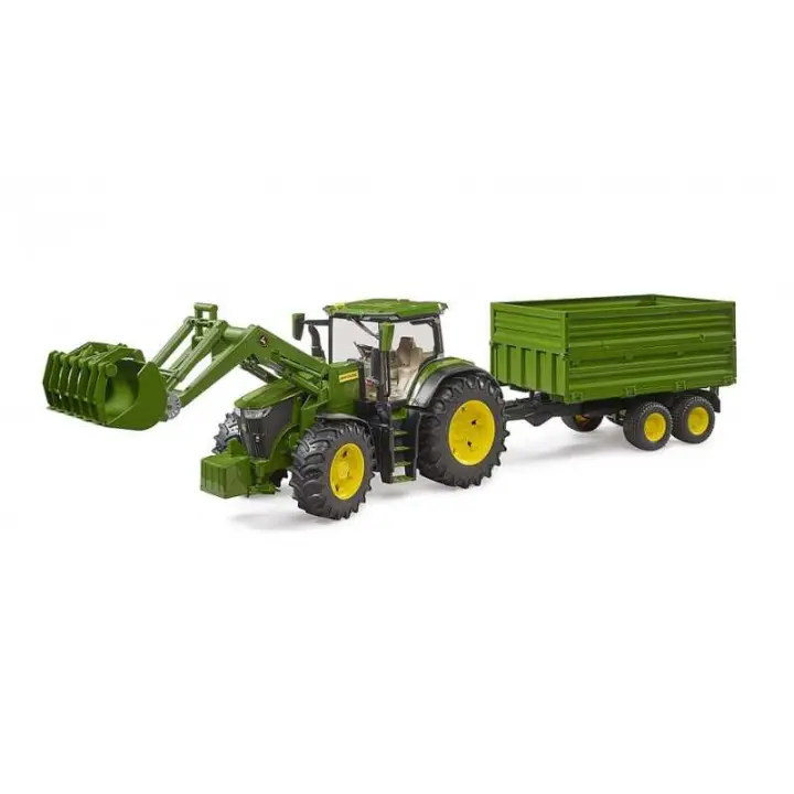 Bruder Tractor John Deere 7R 350 con Pala y Remolque - Detalles Realistas - 1
